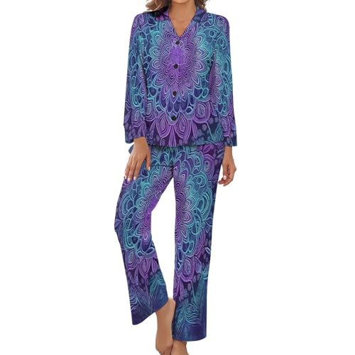 Pyjama à motif géométrie du mandala mystique : ensemble fluide grande taille