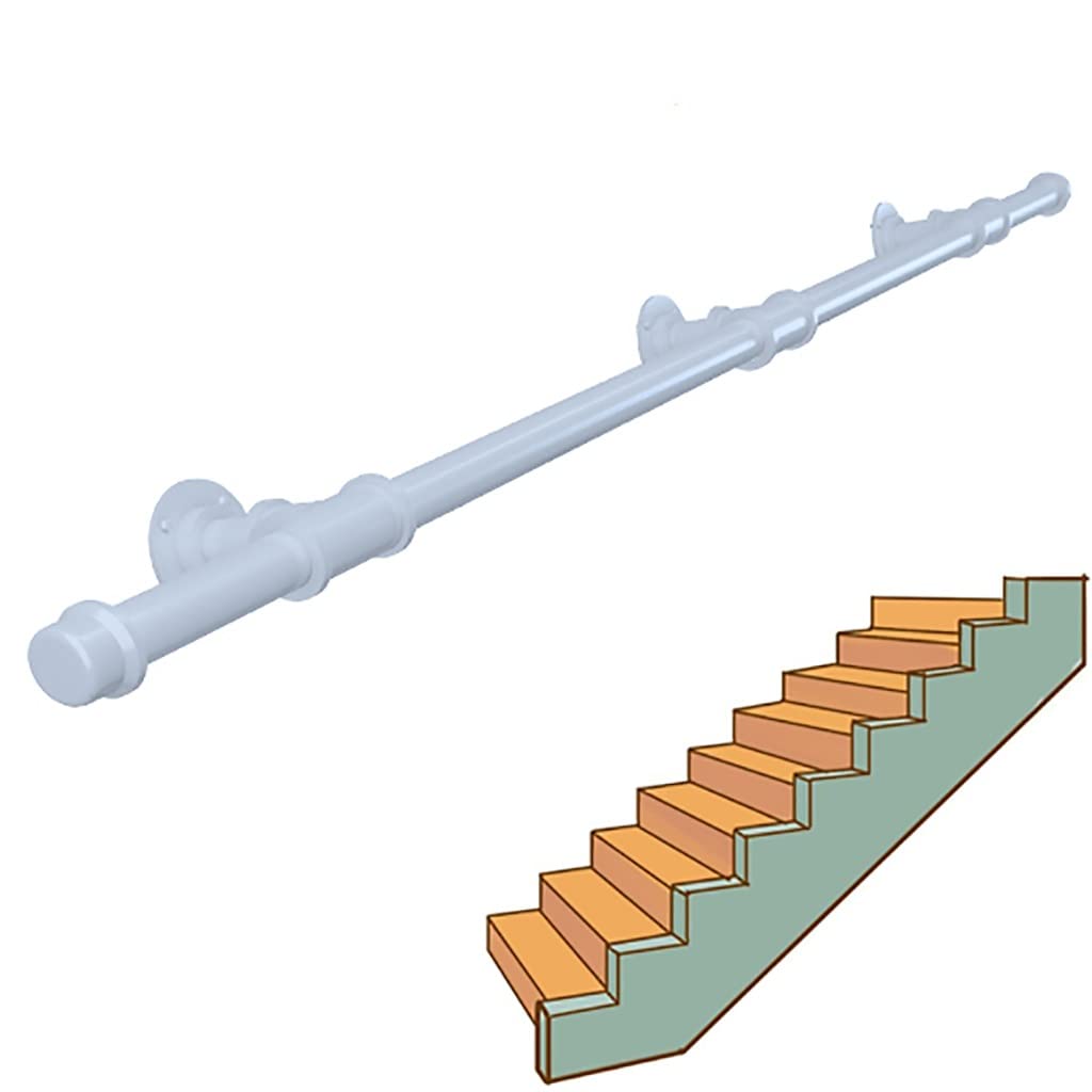 Gyeqxkt White Industrial Wrought Iron Pipe Stair Railing Wallmounted Black Support Bar 1Ft15ft Adjustable Length Safe Stairway Handrail 11Ft Corridor Guardrail