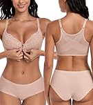 Lemorosy Women's Plus Size Front Closure Non Padded Underwire Back Support Bra(Beige,38DD)