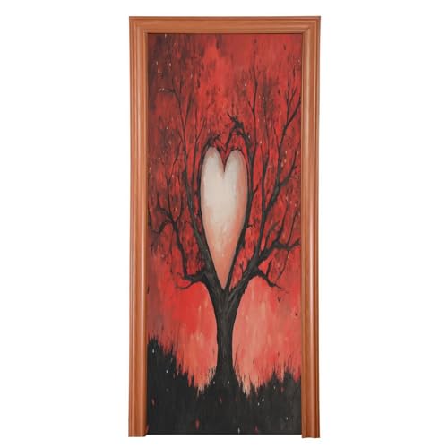 FLildon Love Tree Valentine's Day Door Cover Decoration, Party Accessory Porch Decor for Festive Ornament Room Door Covers 32 x 79 Inch