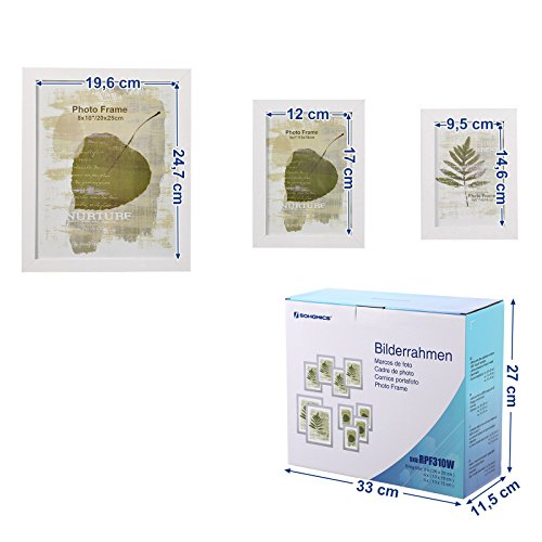 SONGMICS Bilderrahmen 10er Set, für 2 Fotos in 20 x 25 cm, 4 Fotos in 13 x 18 cm, 4 Fotos in 10 x 15 cm, Kunststoffscheibe, MDF, wolkenweiß RPF310W – Bild 8