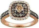 Finecreation_usa Chocolate Diamond Ring for Women, 2.00Ct Round Cut Lab Created Chocolate Diamond 14K Rose Gold Plated Sterling Silver Engagement Ring, Rose Gold & Diamond Halo Engagement Ring (8)