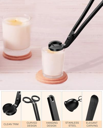 RONXS Kerzenzubehör Set 3 in 1, Dochtschere Kerzenlöscher und Docht-Dipper, Candle Wick Trimmer mit Geschenkpaket für Kerzenliebhaber
