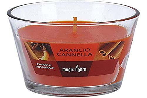 MAGIC LIGHTS 83925 Vela Perfumada Vaso Vidrio, Naranja-Canela, 150 Gr