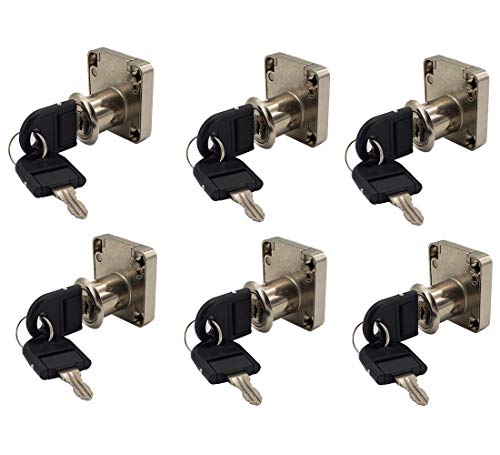 6 Sets Purocean Keyed Alike Desk Drawer Locks - Furniture Locks for Cabinet, Wardrobe, Cupboard, Toolbox, Desk - Size 7/8