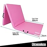 Komodo Tri Folding Yoga Mat - PVC Leather 6ft 5cm Thick Padded Floor Mats (Pink) - Image 4