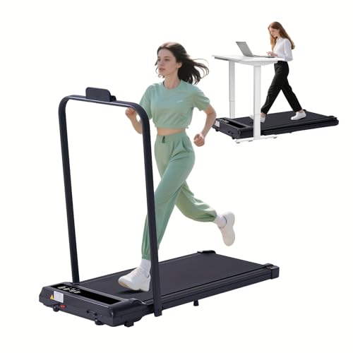 Walking Pad with Handle Bar, 3.0HP Foldable Folding Treadmills for Home Small, 3 in 1 Portable Treadmill with Handles, Small Walking Pad Treadmill Home with Remote Control, 320LB Capacity