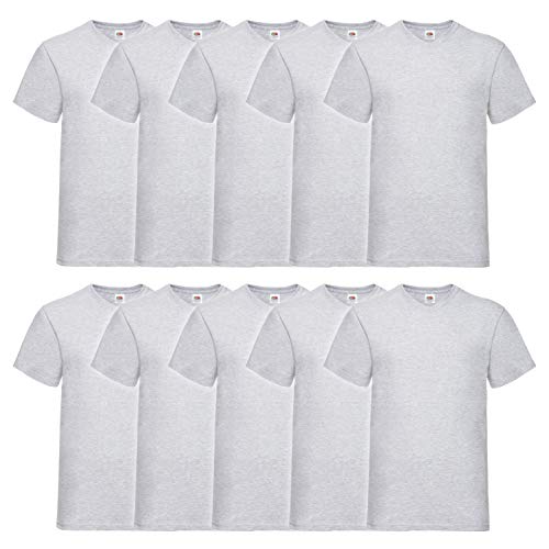 T-shirt col V homme Fruit of the Loom gris M, idéal pour le bureau, le sport et la détente