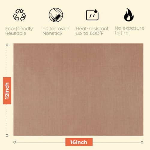 HTVRONT PTFE Sheets for Heat Press - 3 Pack Non Stick PTFE Polytetrafluoroethylene Sheet Reusable 12 x 16