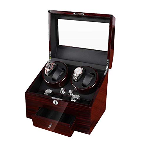 SXSWCH Luxury High Gloss Deluxe Automatic Watch Winder Box con cajón - 4 Modos de Temporizador Motor silencioso Premium