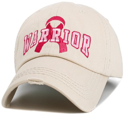 Image of Pink Ribbon Breast Cancer Awareness Fight Hope Vintage Baseball Cap Hat Women Cotton Adjustable