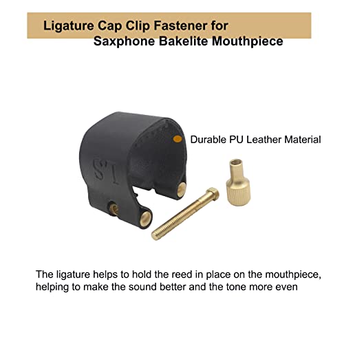 Yunnlezt YZ-SLC Pu Leather Alto Saxophone Ligature Clip Fastener With Saxophone Mouthpiece Plastic Cap thumb #2