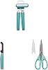 KitchenAid Classic Multifunction Can OpenerBottle Opener, 8.34-Inch, Aqua Sky & KitchenAid KE112OHAQA Classic Euro Peeler & KitchenAid All Purpose Shears with Protective Sheath, 8.72-Inch