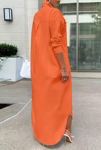Image of Choichic Shirt Dresses for Women Casual Long Sleeve Cotton Button Down Maxi Dresses