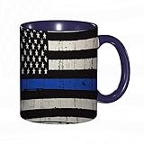 Tasse Keramik Fall-Weinlese-verwitterte dünne blaue Linie US-Gesetzesvollstreckung Kaffeetassen Große 330ml Mit Henkel 100% Handbemalt Trinkgläser Mit Griff Personalisierte Geschenk