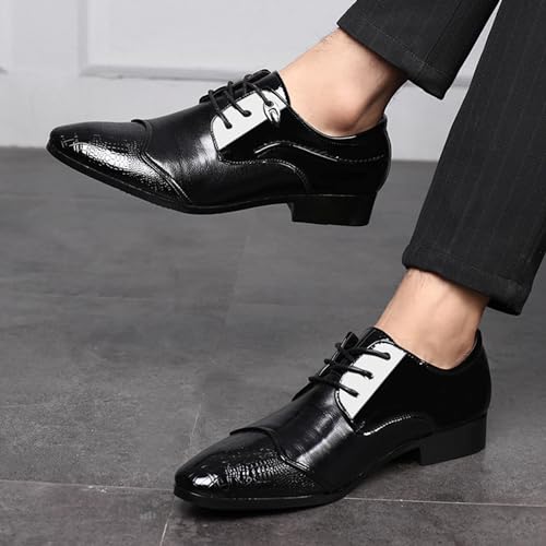 Mens Dress Oxford Shoes Pointed Toe Patent Leather Lace-ups Formal Derbys Business Wedding Shoes2