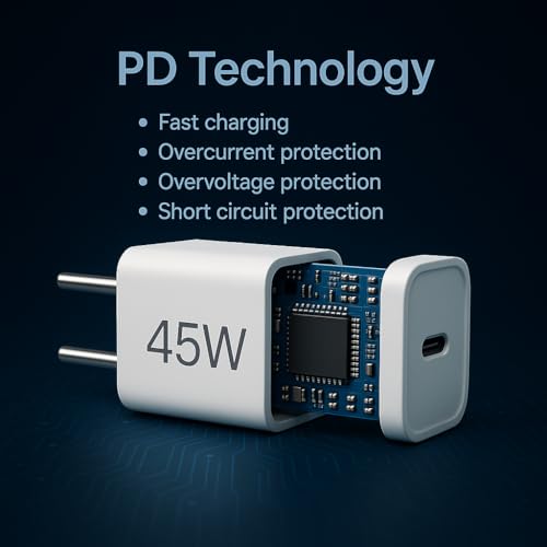 Image of 45W C-Type Super-Fast Charger Adapter Compatible with Samsung Galaxy S25 /S24 /23 /22 /21 /20 (Ultra /Plus /FE /Edge), Note 20 /20+ /10 /10+ /S10 Ultra / (S /A /F /M Series) Type C PD 5.0 Charger Adapter 45 w, White