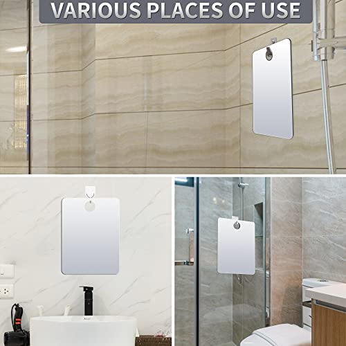 Cyhqo 2 Packs Shatterproof Shower Mirror Fogless For Shaving Cheap,Medium 8 "X6 Hanging Handheld Small Mirror,Camping Trip Mirror,Cosmetic Plastic,Bathroom Wall Hanging Fog Free Handheld- Men & Women #TOP2