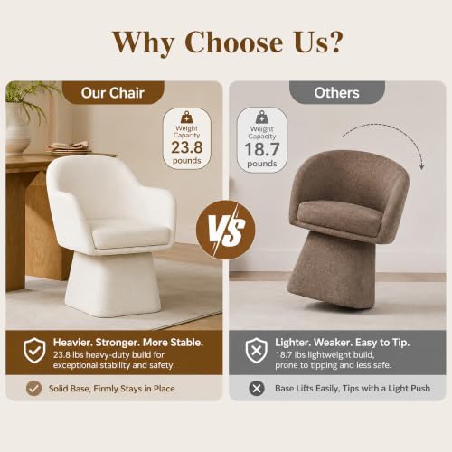 CHITA Swivel Upholstered Dining Chairs Set of 2, Thicker Cushion,Cream by CHITA - Used condition - Image 5
