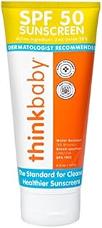 Thinkbaby SPF 50+ Baby Sunscreen – Safe, Natural Sunblock for Babies - Water Resistant Sun Cream – Broad Spectrum UVA/UVB Sun Protection – Vegan Mineral Sun Lotion, 6oz
