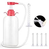 Vaginal Cleansing Douche,Norbase Vaginal Douche Syringe Cleaner Enema Reusable Manual Pressure Anal Vaginal Cleaning System Portable Kit with 5 Nozzles,Water Colon Cleansing Detox 600ml