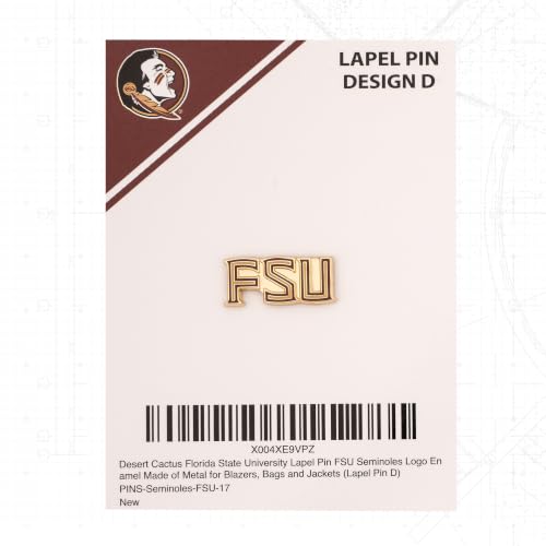 Image of Desert Cactus Florida State University Magnetic Metal Lapel Pin (D) | Officially Licensed FSU Florida State Seminoles Enamel Finish Lapel Pin Formal Wear Bag and Hat Jewelry Tie Track Brooch Pin