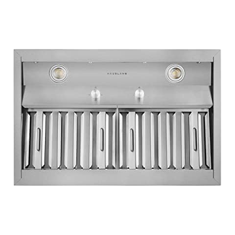 Hauslane Range Hood Insert 30 Inch, Hood Vent for Kitchen | Low Noise Performance, Professional-Grade Baffle Filters, LED Lamps, Stainless Steel Ductless Range Hood, Kitchen Range Hood 18.5” Deep Cover