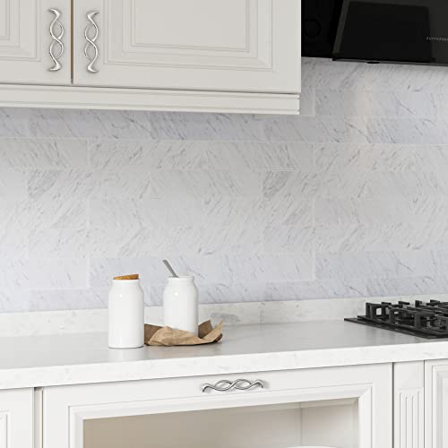 Adolif Carrara Marble Subway Tile, 100% Natural Marble, 3" X 12" Tile, Peel And Stick Tile, Self Adhesive Backsplash Tile For Kitchen And Bathroom, 16 Sheets #TOP1