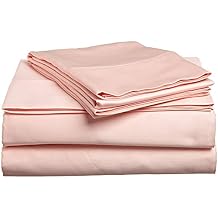 Sleeper Sofa Bed Sheet Set -100% Egyptian Cotton Sheets, Best- Solid Bedding Sheets for Bed, Highly Durable & Breathable, Soft & Silky Sateen Weave Fits Mattress 6 Deep Pocket Twin, Blush