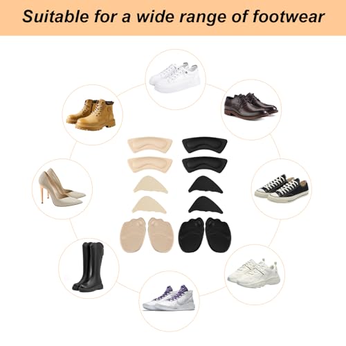 Image of 18 Pairs Heel Cushions & Toe Inserts for Women's Shoes - Anti-Slip Shoe Grips Pads, Comfort Fillers for Big Shoes, Heel Protectors