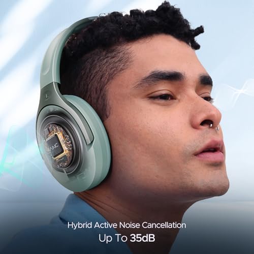 Image of boAt Rockerz 551ANC, 100HRS Battery, Hybrid ANC(~35Db), Fast Charge, Ambient Sound Mode & Dual EQ Modes, Enx Tech, Bluetooth Over Ear Headphones, Wireless Headphone with Mic (Cool Blue)