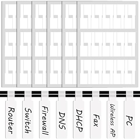 Cable Labels White, 180Pcs Cable Markers , Waterproof Tear Resistant Cable Labels Tags Cable Stickers Cord Wire Labels Cable Labels Write On Cable Identification Tags Cover