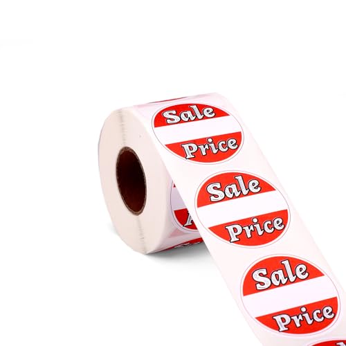 500pcs Red Sale Price Stickers, 5cm/2in Round Adhesive Retail Pricing Labels Sale Sold Tags for Supermarkets Garage Retail Store Clearance