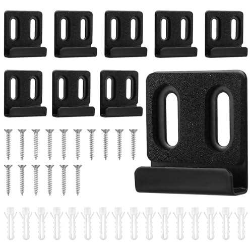 Gosknor Kit 8 Clip Per Appendere Specchi , Supporto Parete Specchi ad Alta Resistenza con Viti Tasselli Espansione Clip per Supporto Display Senza Cornice Cartelloni Pubblicitari (Nero)