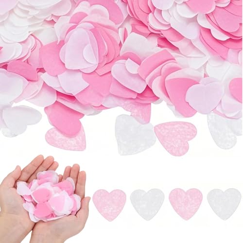 YUBBYSTU 8000Pcs Confettis Biodégradables80g Coeur Rose Confettis Décoration mariage Anniversaire,décoration de Table, Mariage pour le Mariage,la...