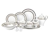 Euro Porcelain 57-pc Banquet Dinnerware Set, Luxury Tableware Dining Service for 8