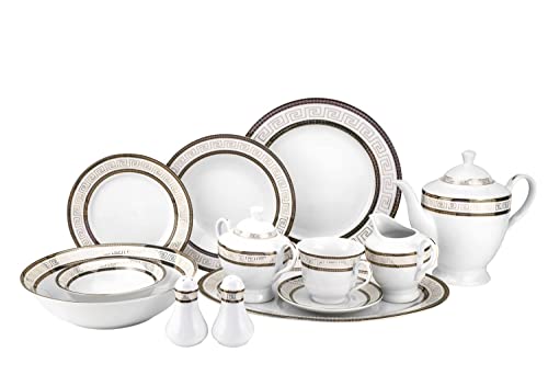 Euro Porcelain 57-Pc Banquet Dinnerware Set, Luxury Tableware Dining Service For 8 #TOP2