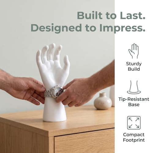 Dzrige Male Mannequin Hand Ring Display Holder Stand,White Jewelry Bracelet Organizer for Women and Photography Prop — view 4