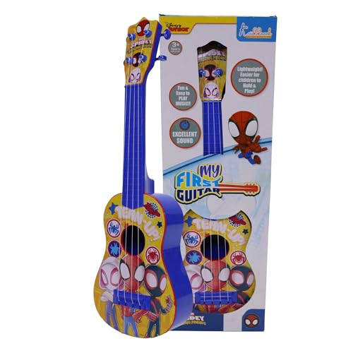 Image of Spiderman Big Toy Guitar for Kids - 4 Adjustable Strings, Fingerstyle Tab & Pick - Portable Learning & Educational Musical Instrument Toy for Boys 3+ Years