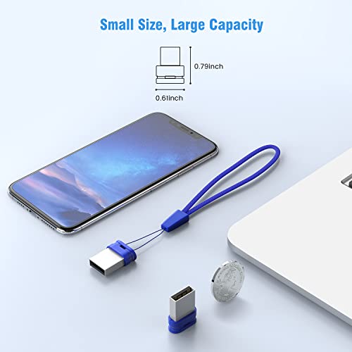 Image of 32GB Small USB Drive K&ZZ 10 Pack 32 GB Mini Thumb Drive with Lanyard 32G Low Profile USB Flash Drive Short Flash Drives for PC Laptop (32GB, Blue)