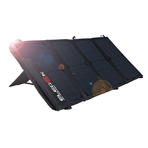 ELEGEEK 22W Foldable Solar Panel Phone Charger for iPhone X, iPhone 8 & 8 Plus, iPad, Galaxy S9, Note 8 in Camping Hiking Travel, Dual USB Ports