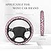 Pink Leopard Print Steering Wheel Cover for Women, Universal Auto Steering Wheel 14-15 Inch Car Interior Accessories with 2PCS Car Coasters, Suitable for Men and Women