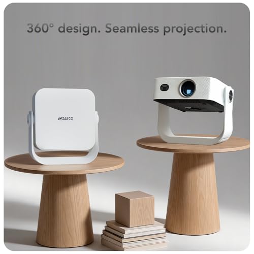Image of WZATCO Yuva Bolt, Fully Automatic, Smart Home Projector, Native 1080P, Sealed Optical Engine, HDMI ARC, Bluetooth Voice Remote, Screen Mirroring, 11000 Lumens, Portable Room Cinema, White