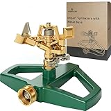 Hourleey Impact Pulsating Sprinklers for Yard - Heavy Duty Lawn Sprinkler with Metal Base, Adjustable Rotating 360 Degree for Large Area Garden, Coverage up to 5,800 Sq. Ft