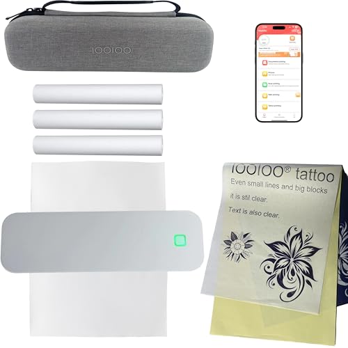 IOOIOO Impressora térmica portátil sem tinta, para papel térmico laminado A4 com estojo de transport