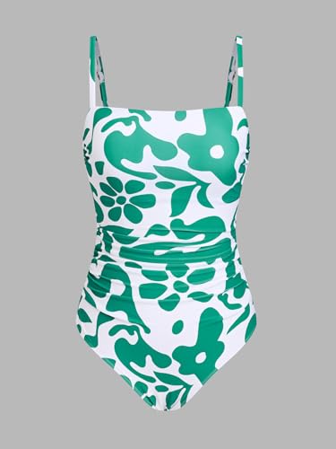 Image of CUPSHE Women Swimsuit One Piece Bathing Suit Square Neck Cutout Back Tummy Control with Adjustable Spaghetti Straps
