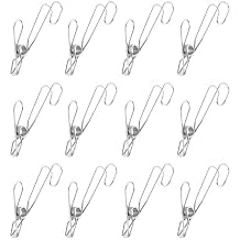 12 Pack Long Tail Clip with Hooks Clothes Pin, Cord Clothes Pins Hanging Peg Clips Utility Clips for Laundry Outdoor Clothesline Kitchen Camping