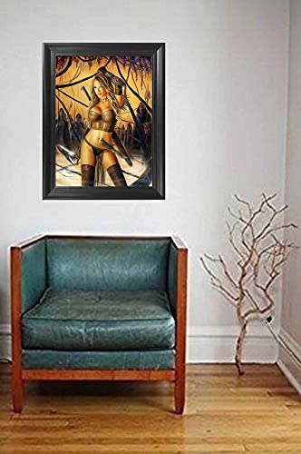 Sexy Rogue Warrior Girl 3D Poster Wall Art Decor Framed Print | 12X16 Inches | Army Assassin Super Soldier Lenticular Posters & Pictures #TOP4