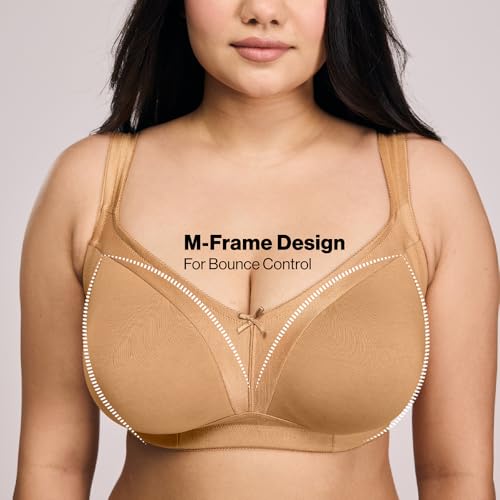 Image of NYKD NYB101 Cotton Non Padded Non Wired Full Coverage Everyday Bra M-Frame Bounce Control (Plus