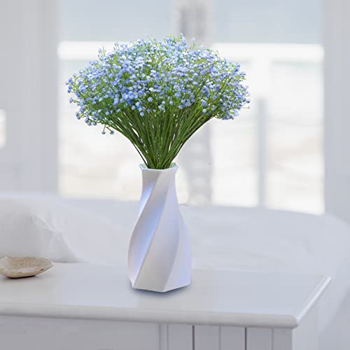 Jiftok Babys Breath Artificial Flowers, 12 Pcs Fake Flowers Gypsophila Bouquet Fall Flowers Artificial For Decoration, Real Touch Plastic Flower For Wedding Diy Party Home Garden Office(Blue) #TOP3
